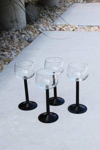 Petite Onyx Stem Glassware / Set of Four