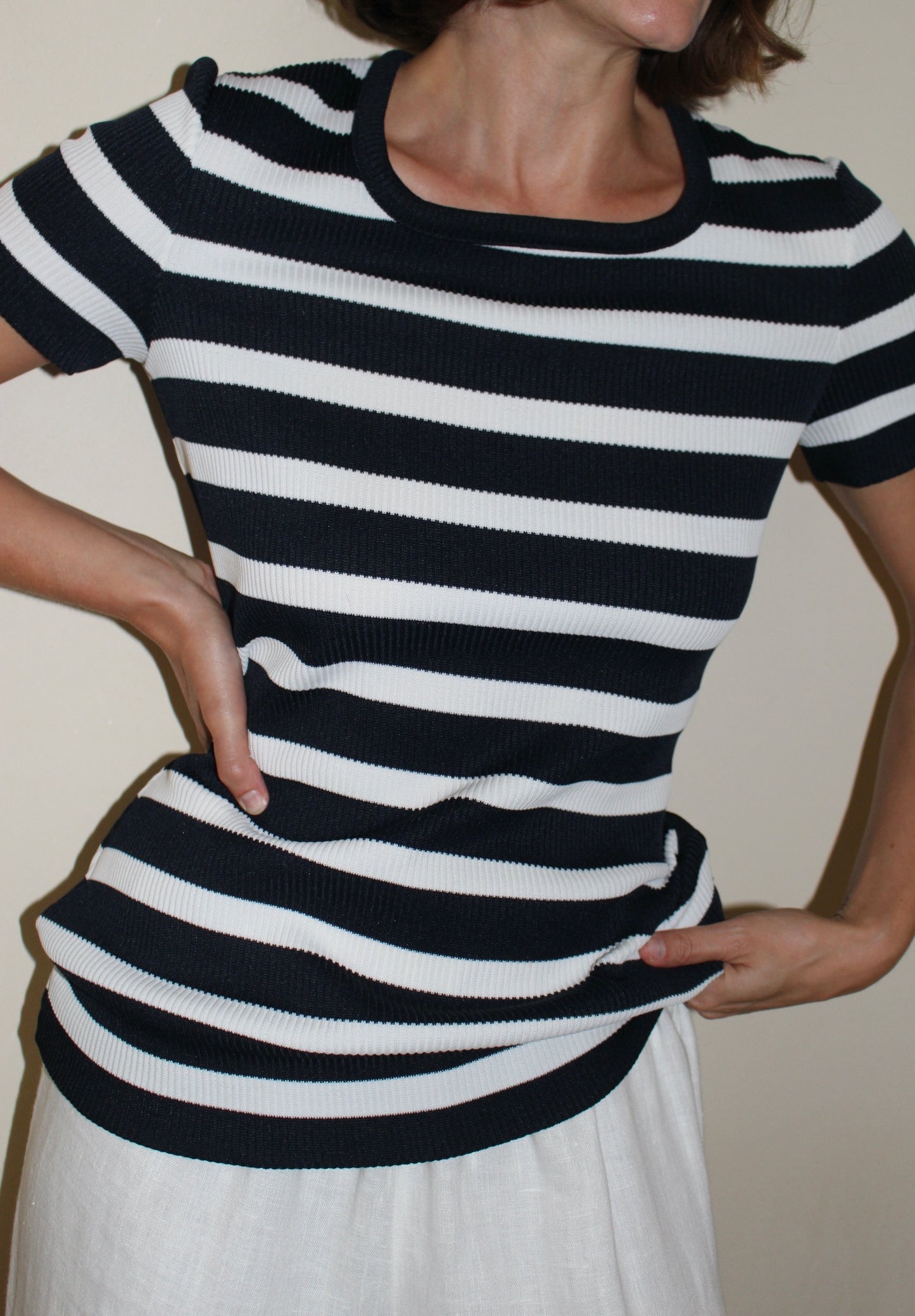 Vintage Knit Ribbed Short Sleeve