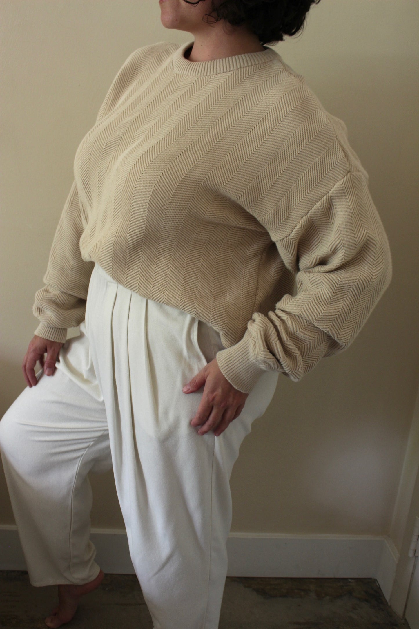 Favorite Cream Zig Zag Sweater