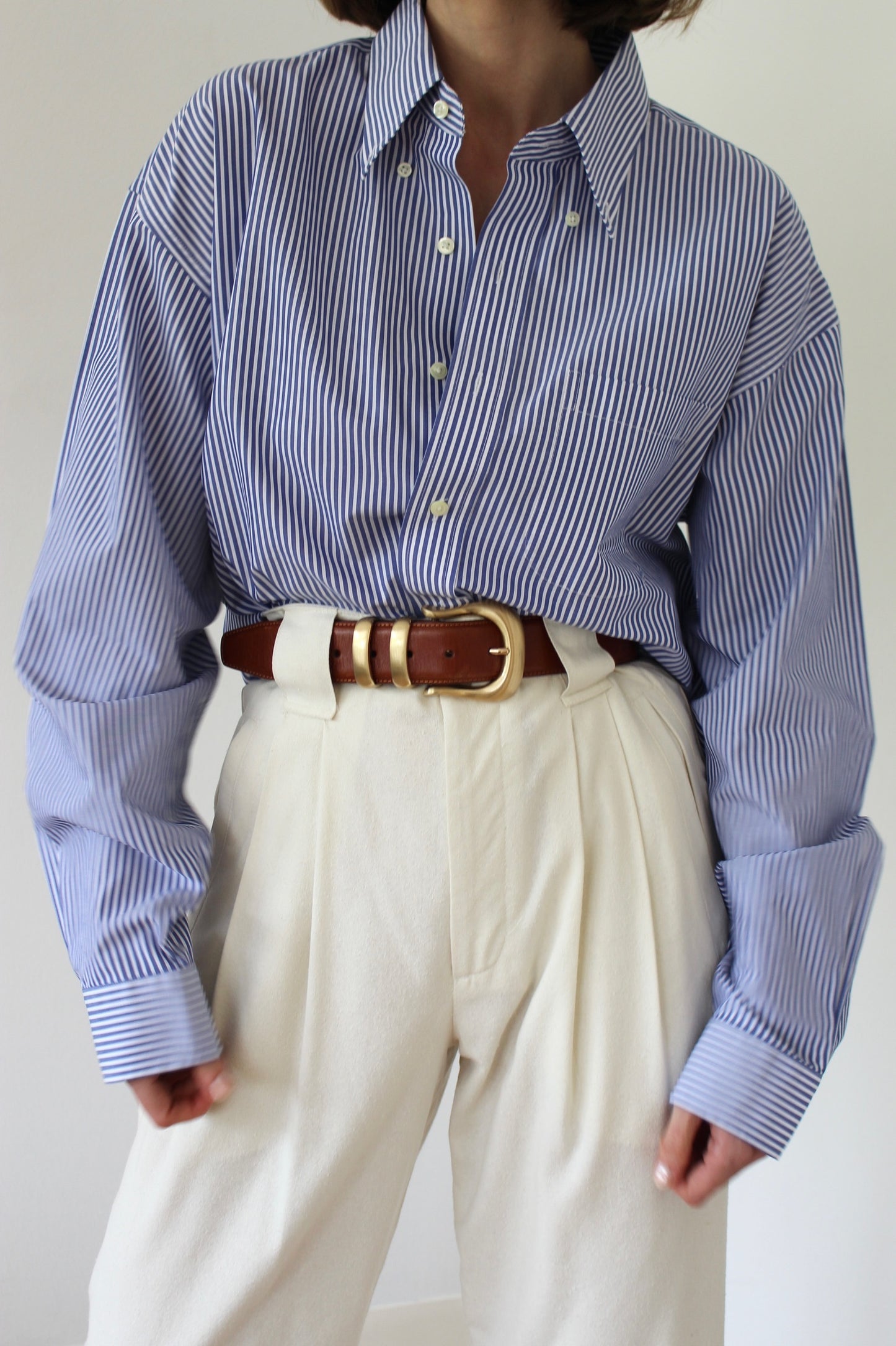 Classic Vintage Ocean Striped Cotton Shirt