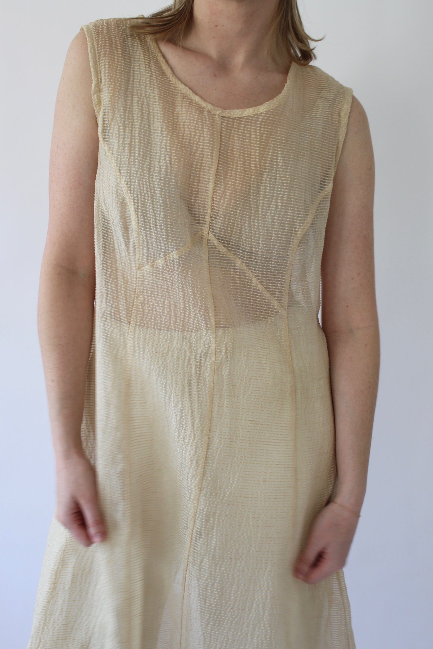 Vintage Wheat Sheer Linen Dress