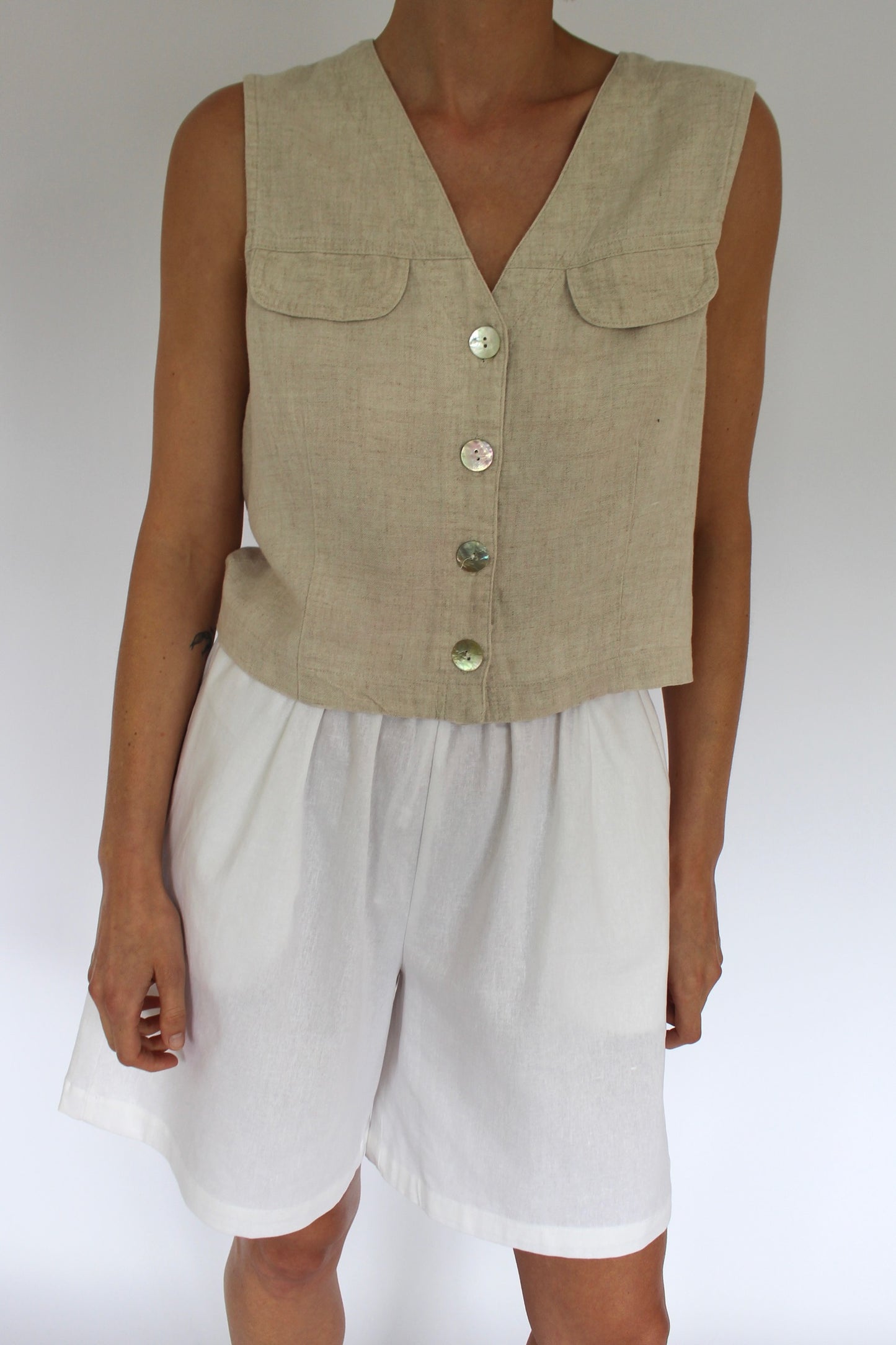 Favorite Vintage Wheat Cropped Vest Tank
