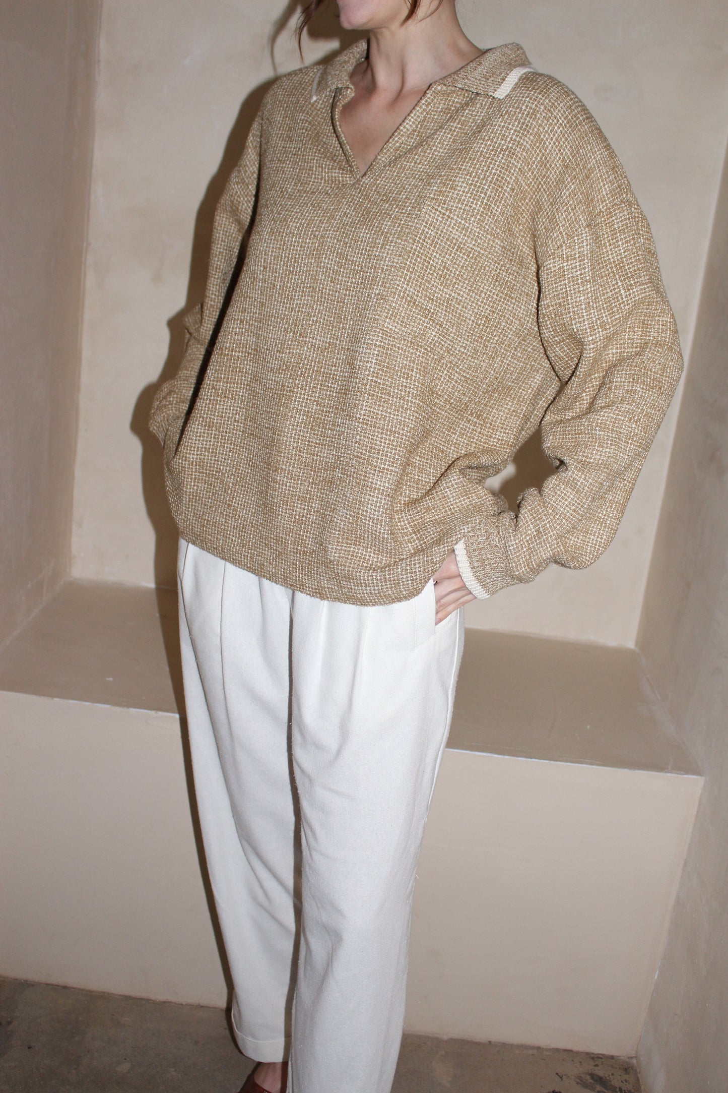 Kit Basketweave Silk Knit Popover