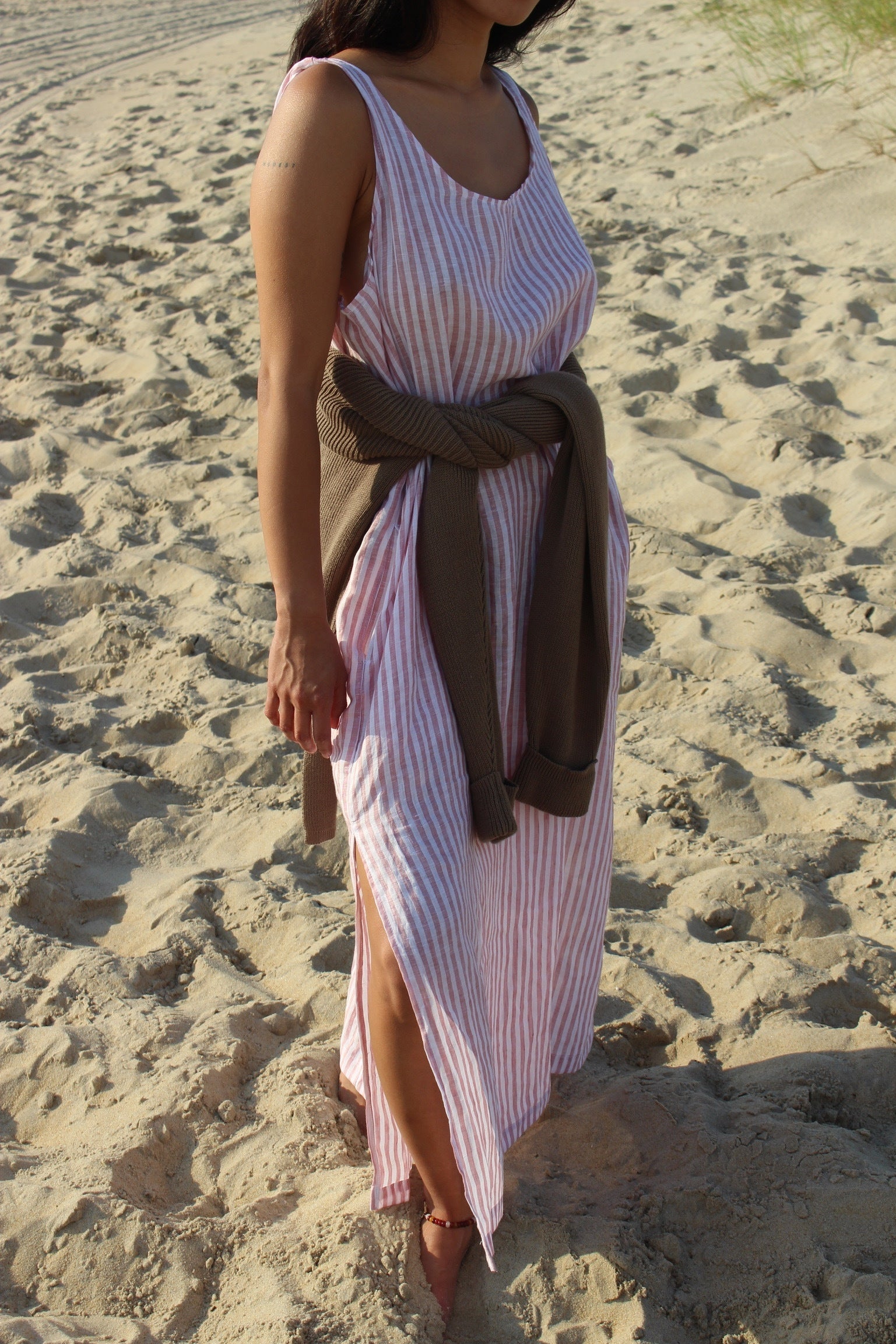 Marni Linen Dress, Indigo Stripe / O/S