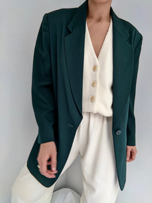 Vintage Bold Evergreen Wool Blazer