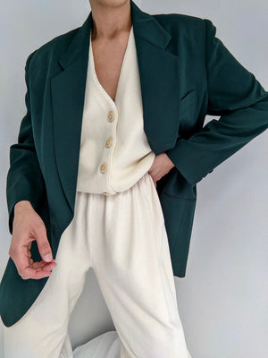 Vintage Bold Evergreen Wool Blazer