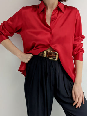 DKNY Ruby Red Silk Blouse