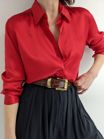 DKNY Ruby Red Silk Blouse