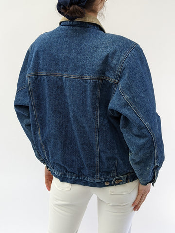 Vintage Lined Denim & Corduroy Accented Jacket