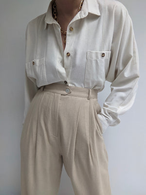 Lovely Vintage Sand Raw Silk Trousers