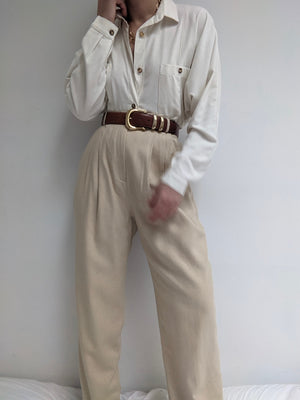 Lovely Vintage Sand Raw Silk Trousers