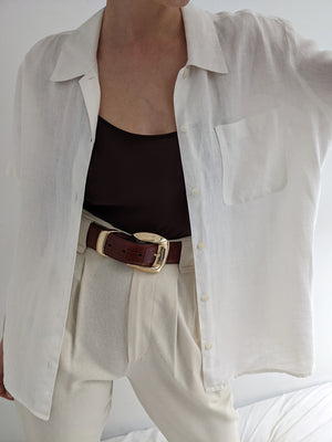 Vintage Summer White Linen Button Up