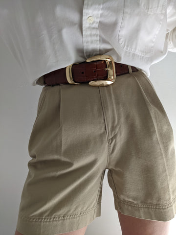 Vintage Pleated Khaki Shorts
