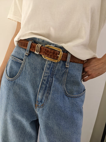 Vintage Italian Embossed Leather Belt
