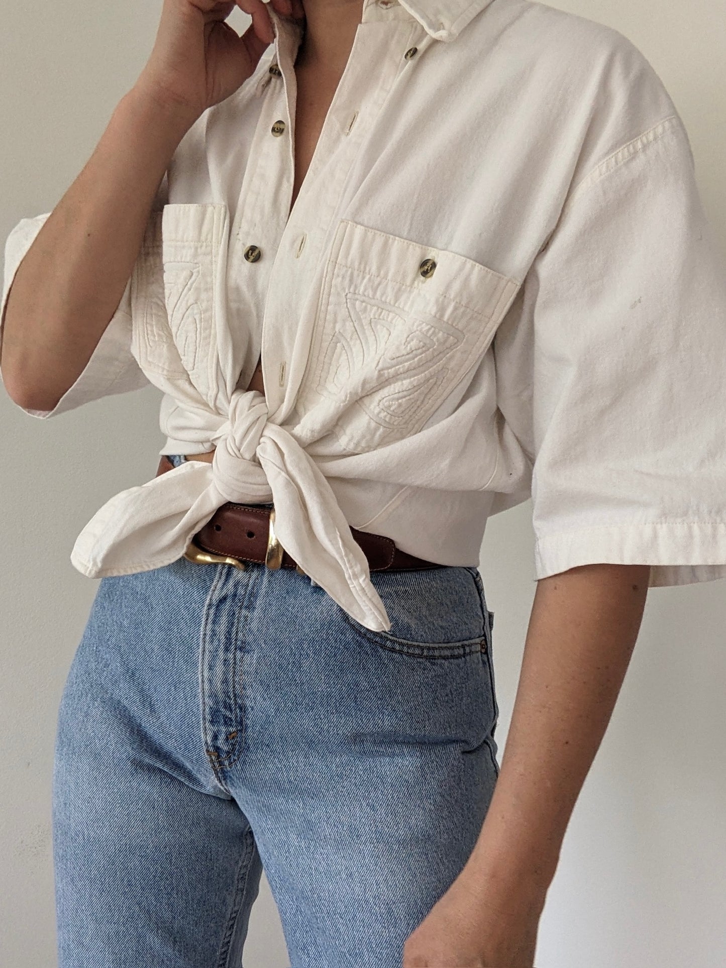 Vintage Eggshell Twilled Cotton Shirt