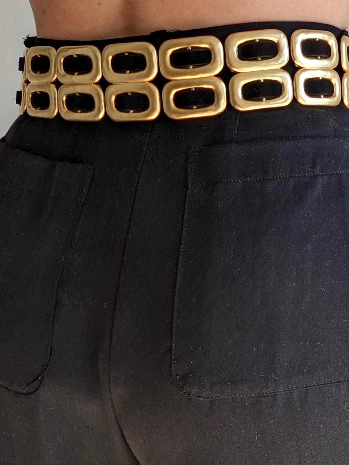 Gorgeous Vintage Onyx Suede & Gold Hardware Belt