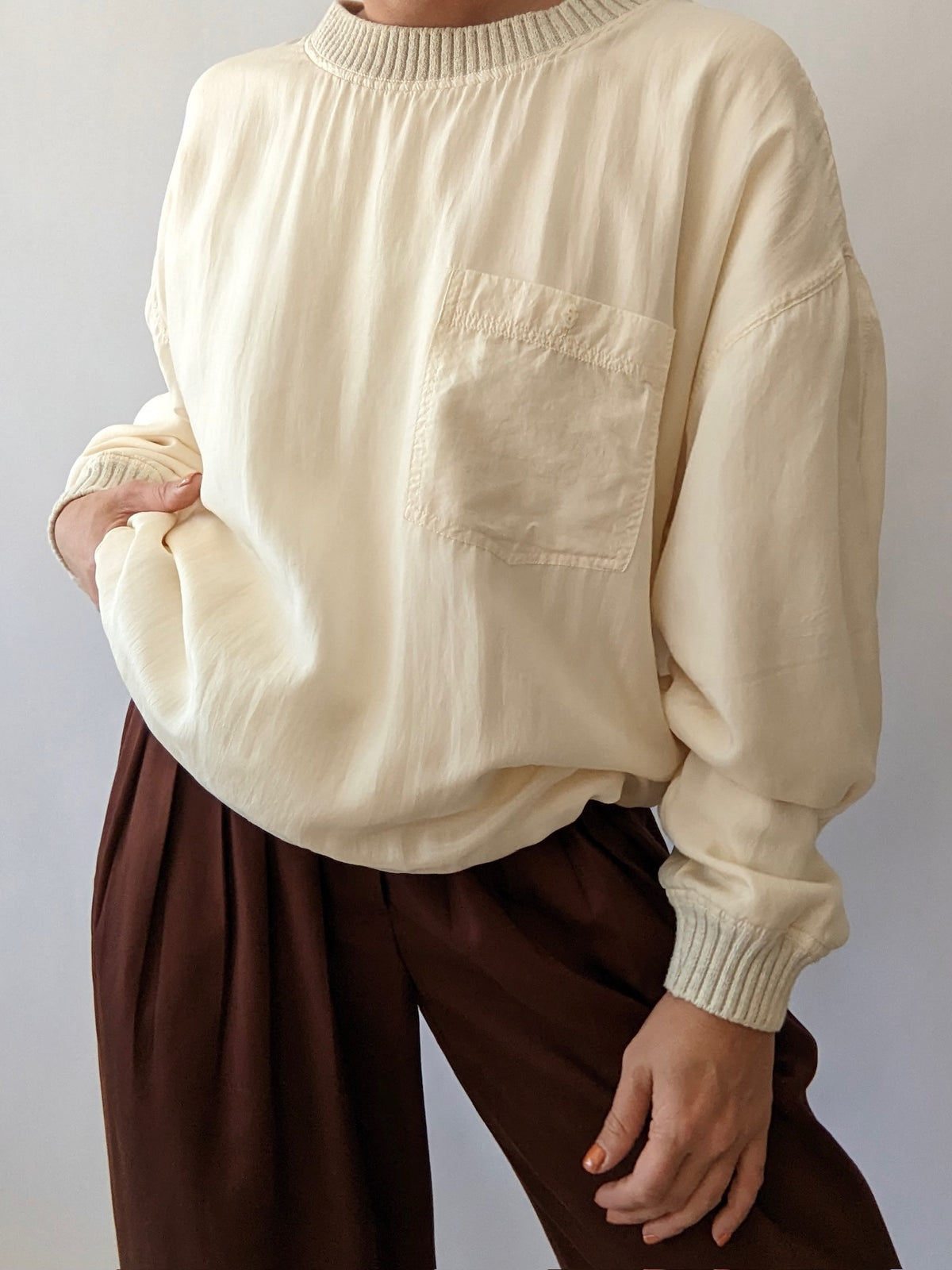 Rare Favorite Vintage Cream Silk Pullover