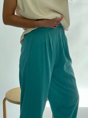 Vintage Aqua Pleated Leisure Pants / Multiple Sizes Available