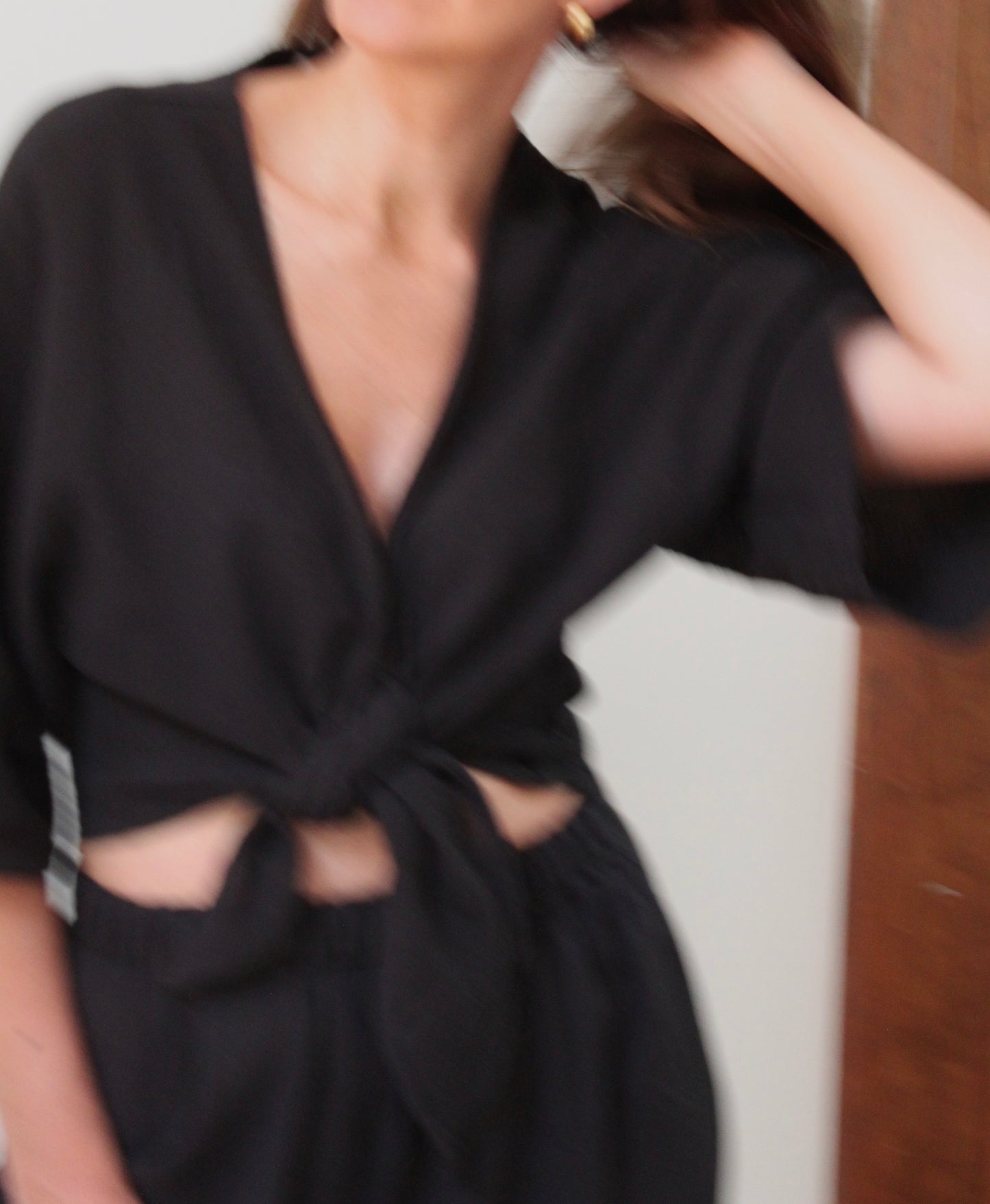 Bobbie Waffled Cotton Tie Top