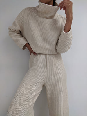 Na Nin Mia Knitted Cotton Rib Pullover / Available in Oat & Faded Black