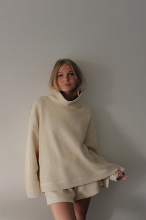 Na Nin Mia Knitted Cotton Rib Pullover / Available in Oat & Faded Black