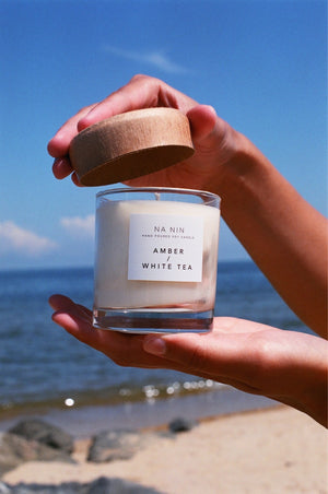 Amber & White Tea Candle / Available in Multiple Sizes