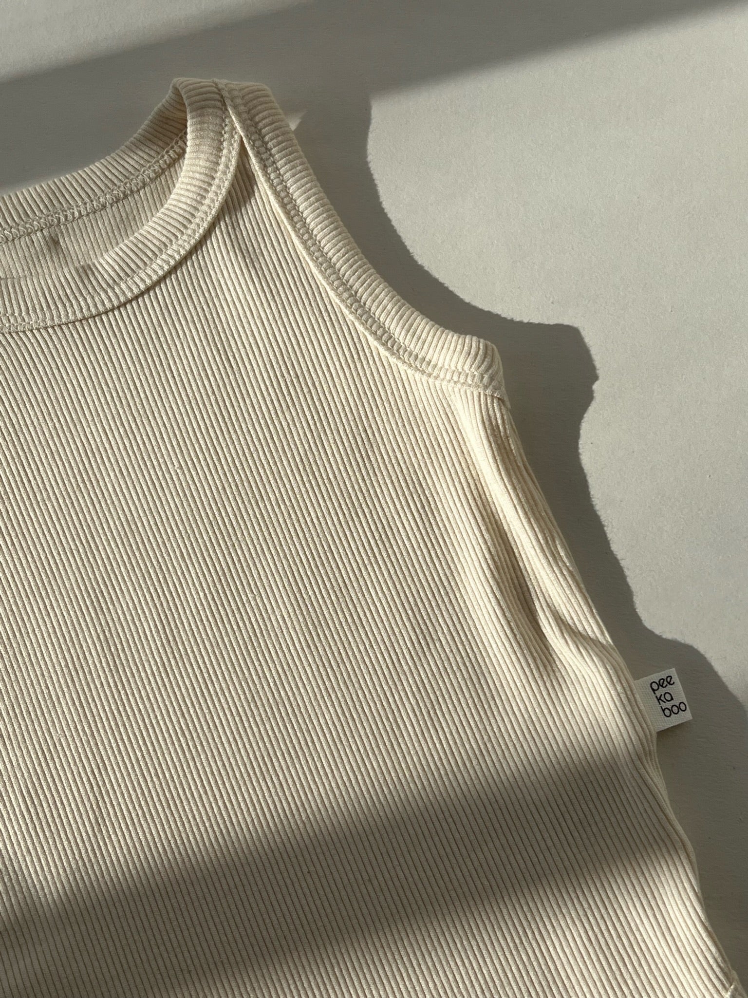 Peekaboo Baby Cotton Ribbed Bodysuit / Available in Cream and Khaki