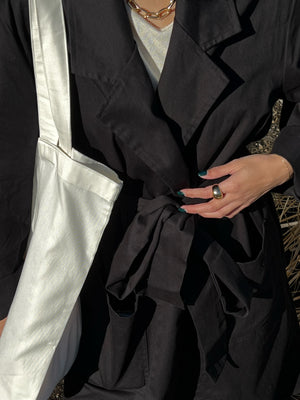 Na Nin Christine French Twill Trench / Available in Eggshell, Onyx, Topiary