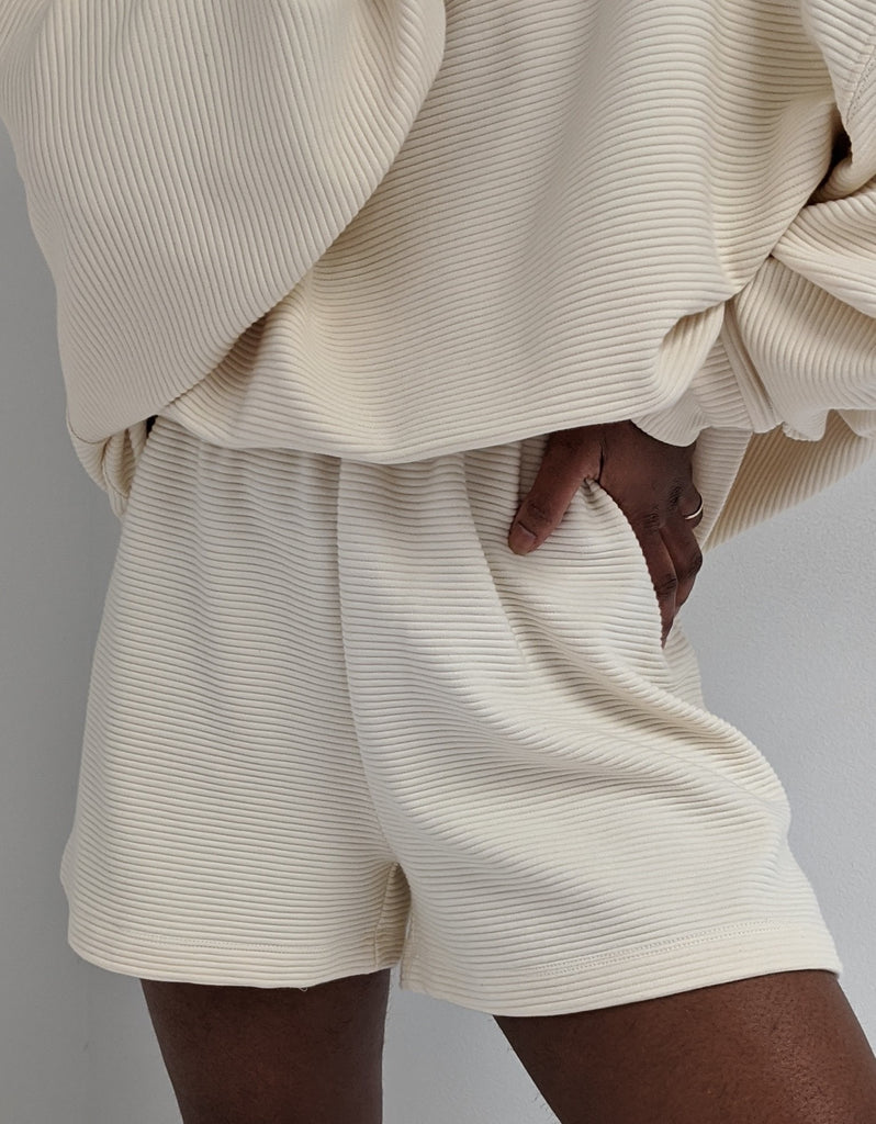 Na Nin Chloe Rippled Cotton Shorts / Available in Cream, Faded