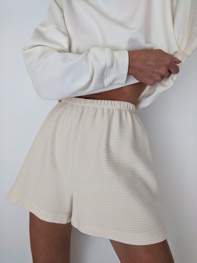 Na Nin Chloe Rippled Cotton Shorts / Available in Cream, Faded