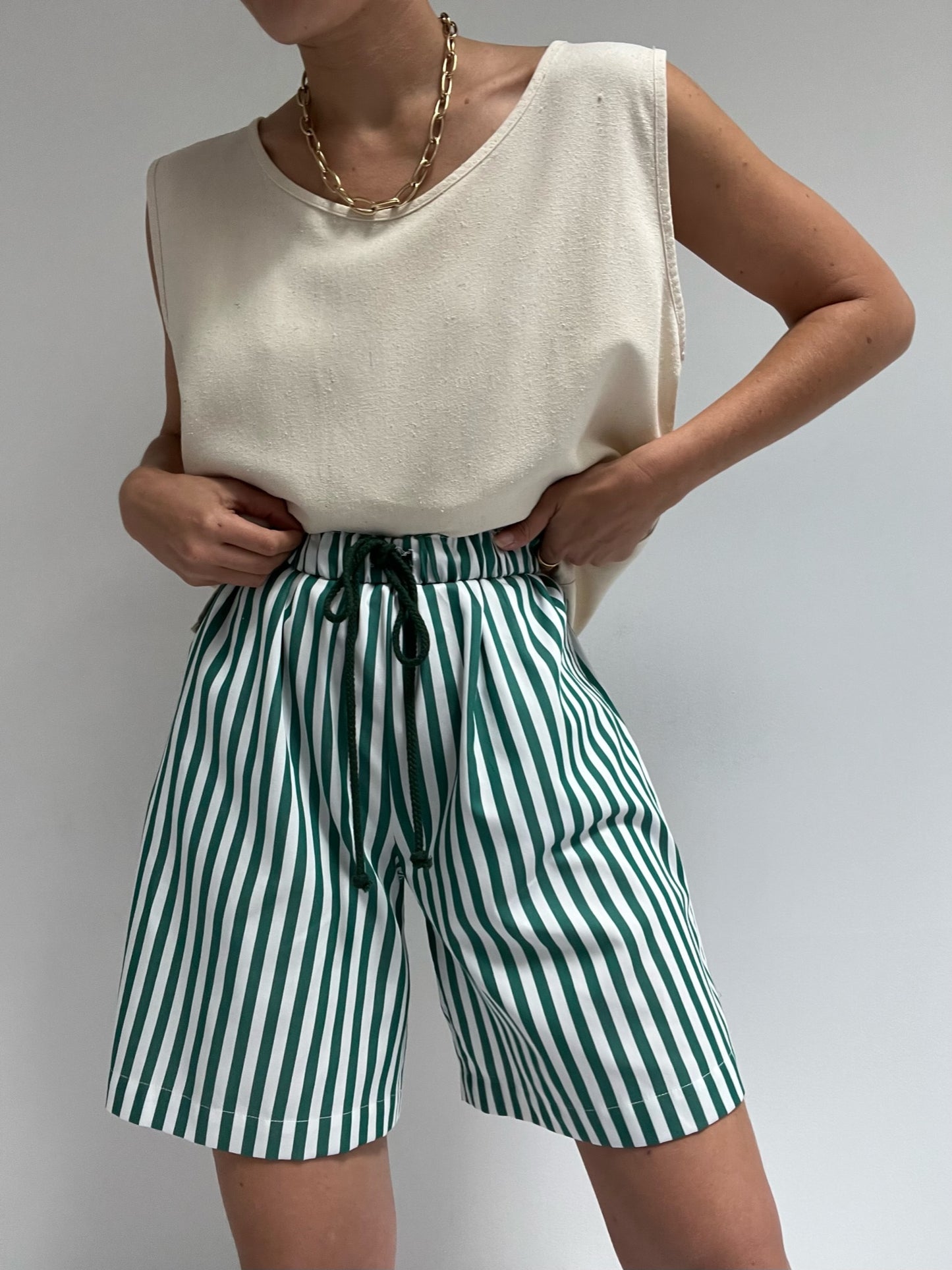 Retiring Larry Striped Poplin Short