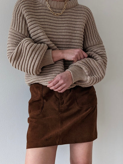 Lovely Vintage Chestnut Suede Mini Skirt