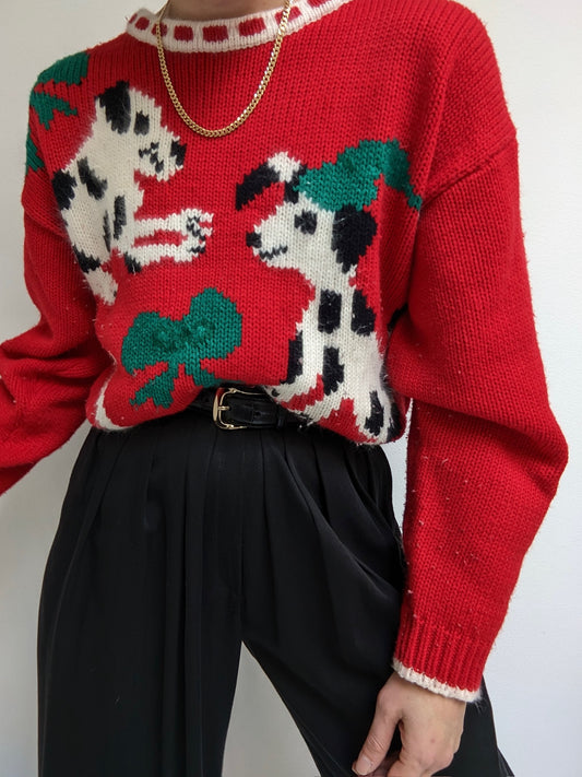 Incredible Vintage Angora Dalmatian Sweater