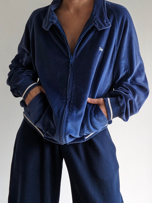 Vintage Christian Dior Ocean Velour Track Jacket