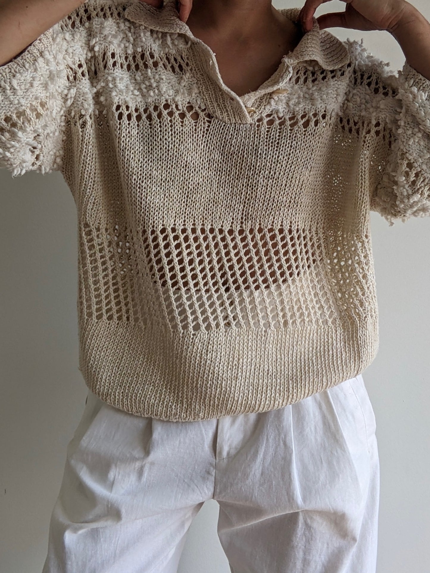 Incredible Vintage Loose-Knit Linen Henley