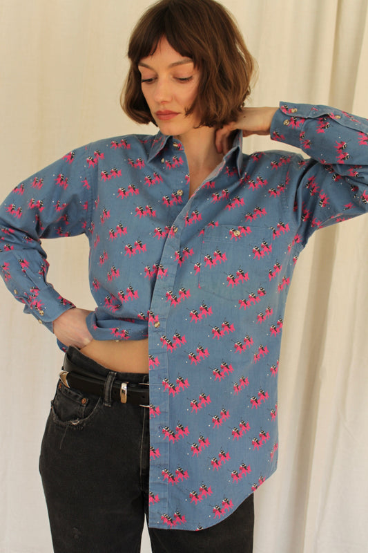 Vintage Equestrian Graphic Cotton Shirt