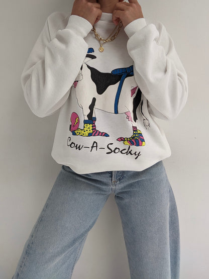 Vintage "Cow-A-Socky" Graphic Sweatshirt