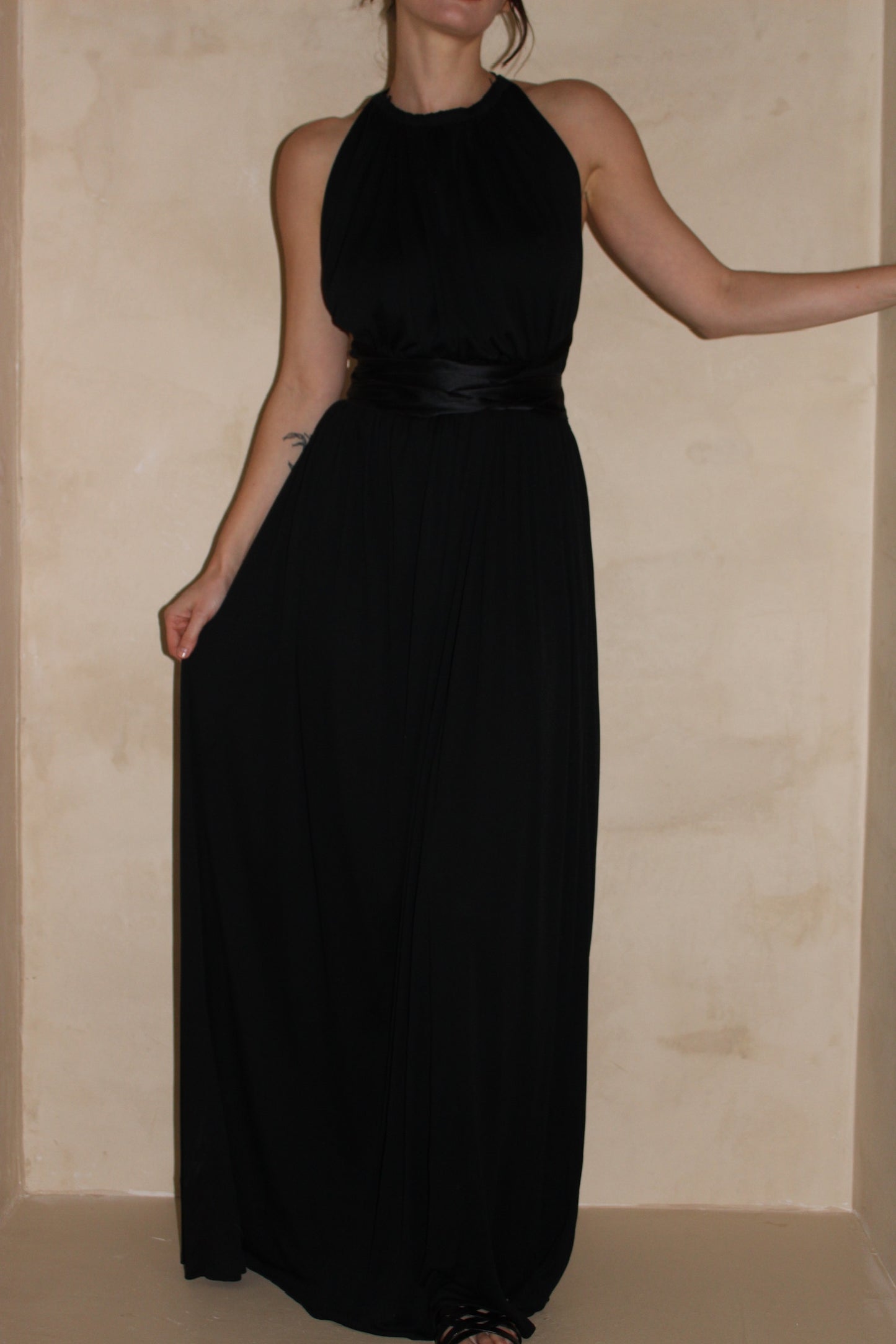 Vintage Onyx Grecian Halter Dress