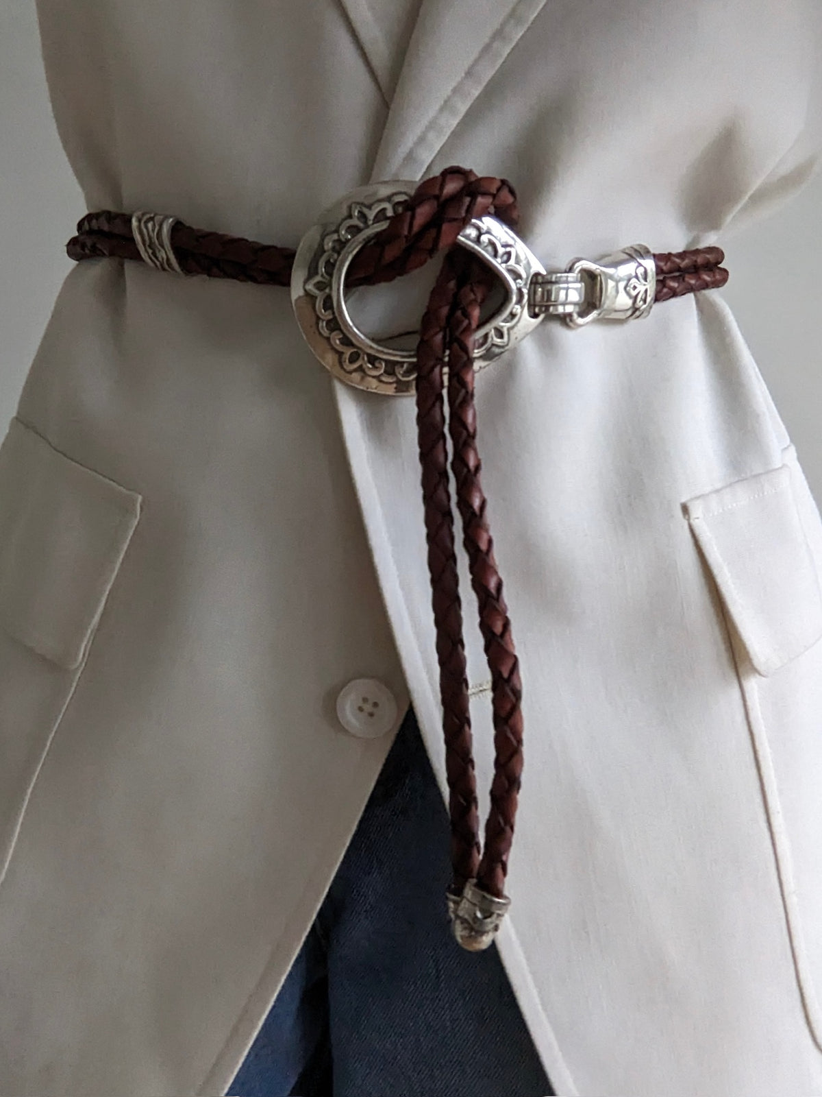 Favorite Vintage Western Braided Leather & Silver Loop Belt