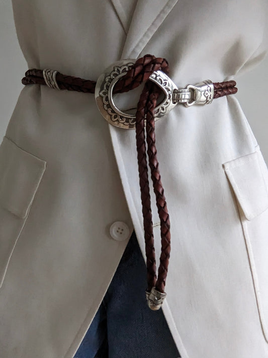 Favorite Vintage Western Braided Leather & Silver Loop Belt
