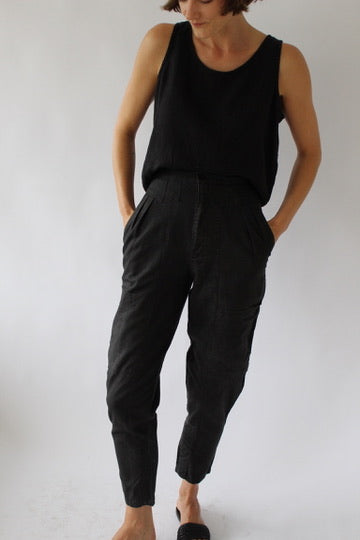 Vintage Charcoal Pleated Cargo Pants