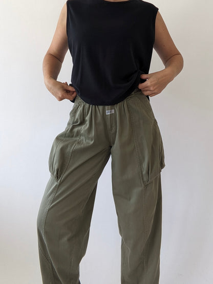 Vintage Moss Pleated Pocket Pants