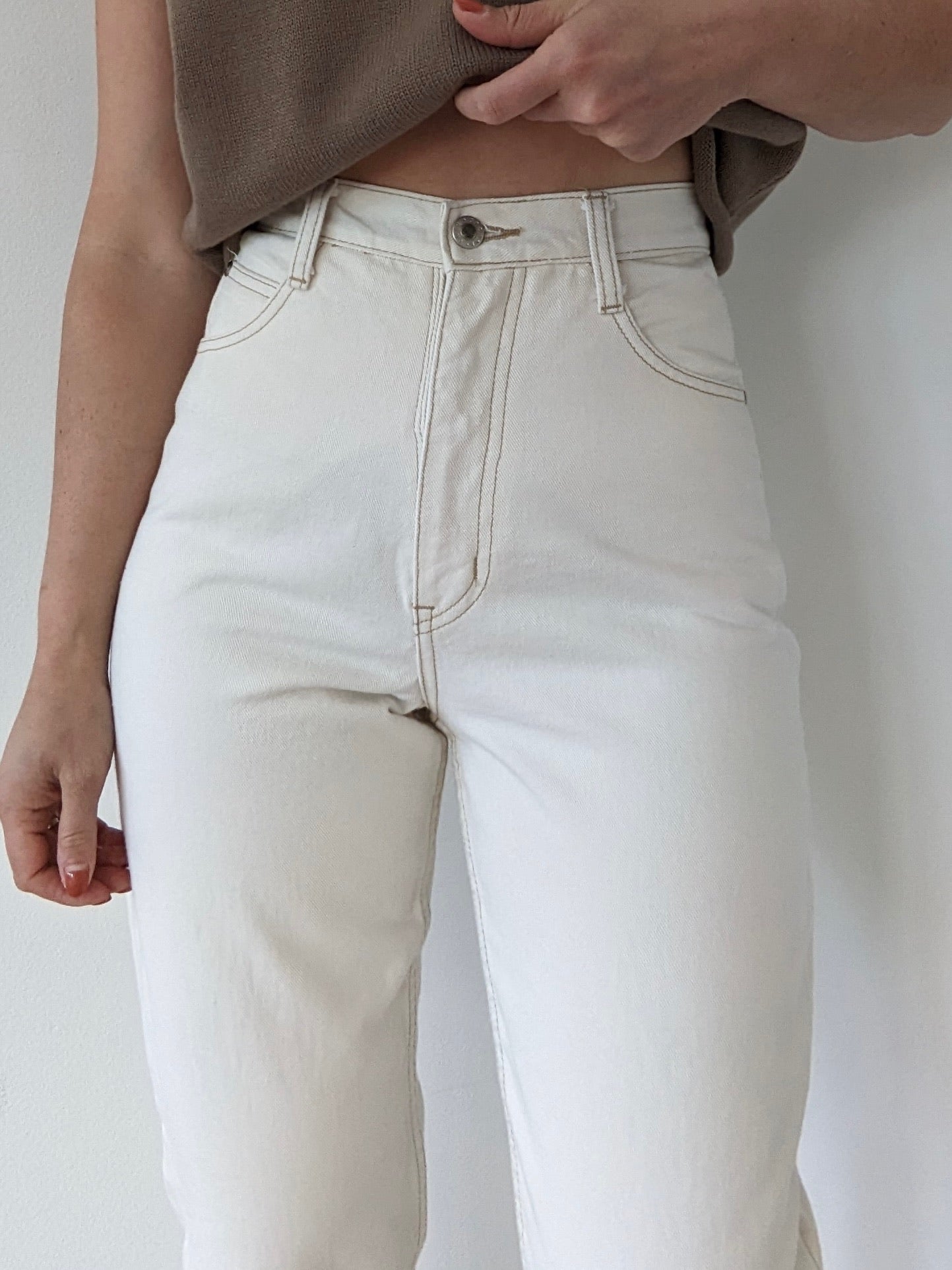 Vintage Bone White High-Rise Denim