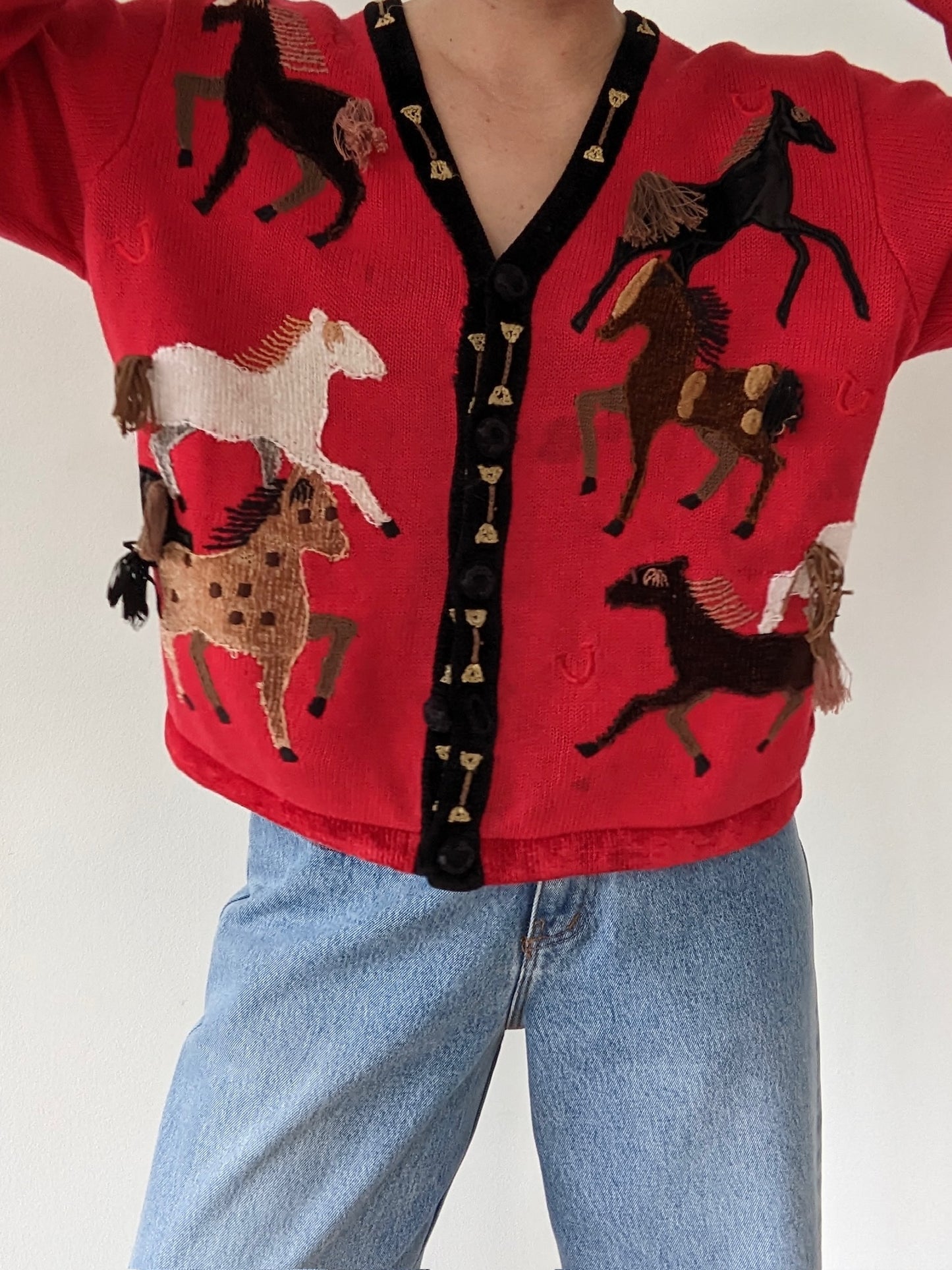 Incredible Vintage Horse Appliqué Cardigan