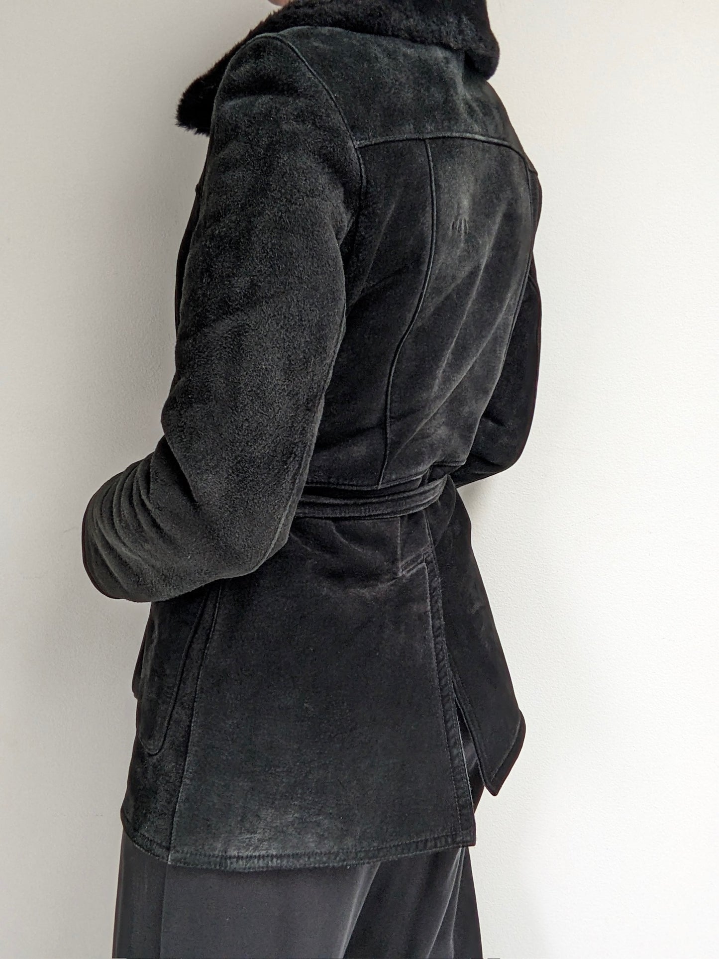 Vintage Caviar Belted Suede Jacket