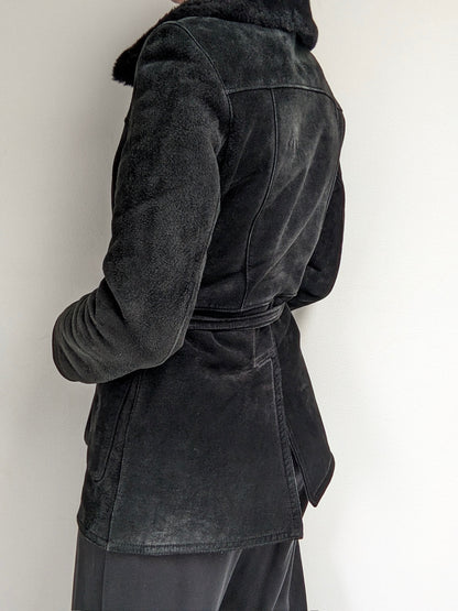 Vintage Caviar Belted Suede Jacket