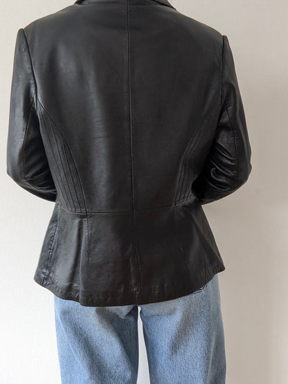 Rare Vintage Caviar Leather Hook-Eye Jacket