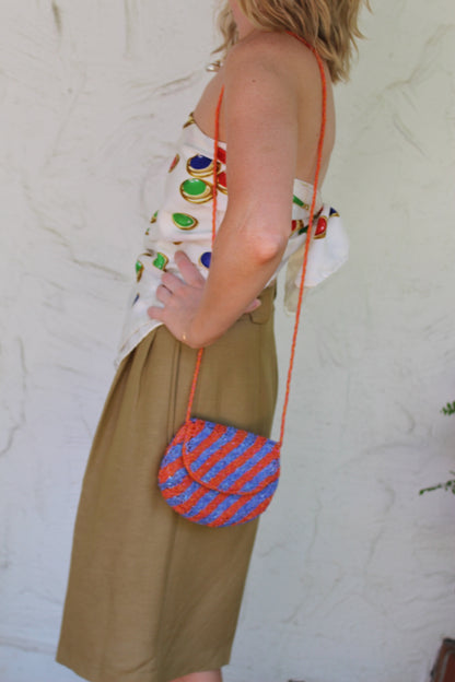 Amazing Vintage Coral & Ocean Beaded Purse