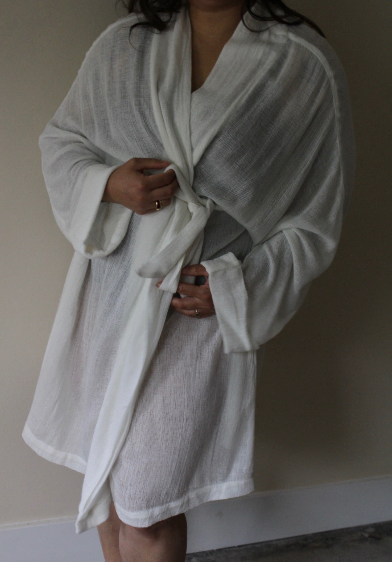 Jane Woven Mesh Robe Coat