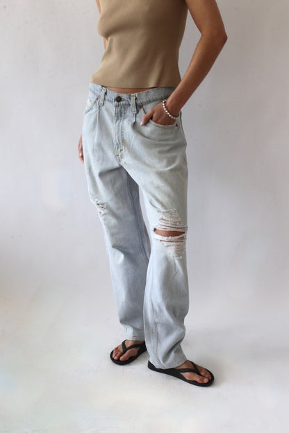 Vintage Distressed Levi's 580 Light Wash Jeans